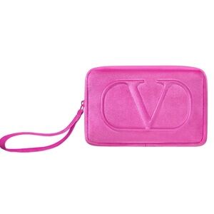Pink Clutch with Embossed Logo